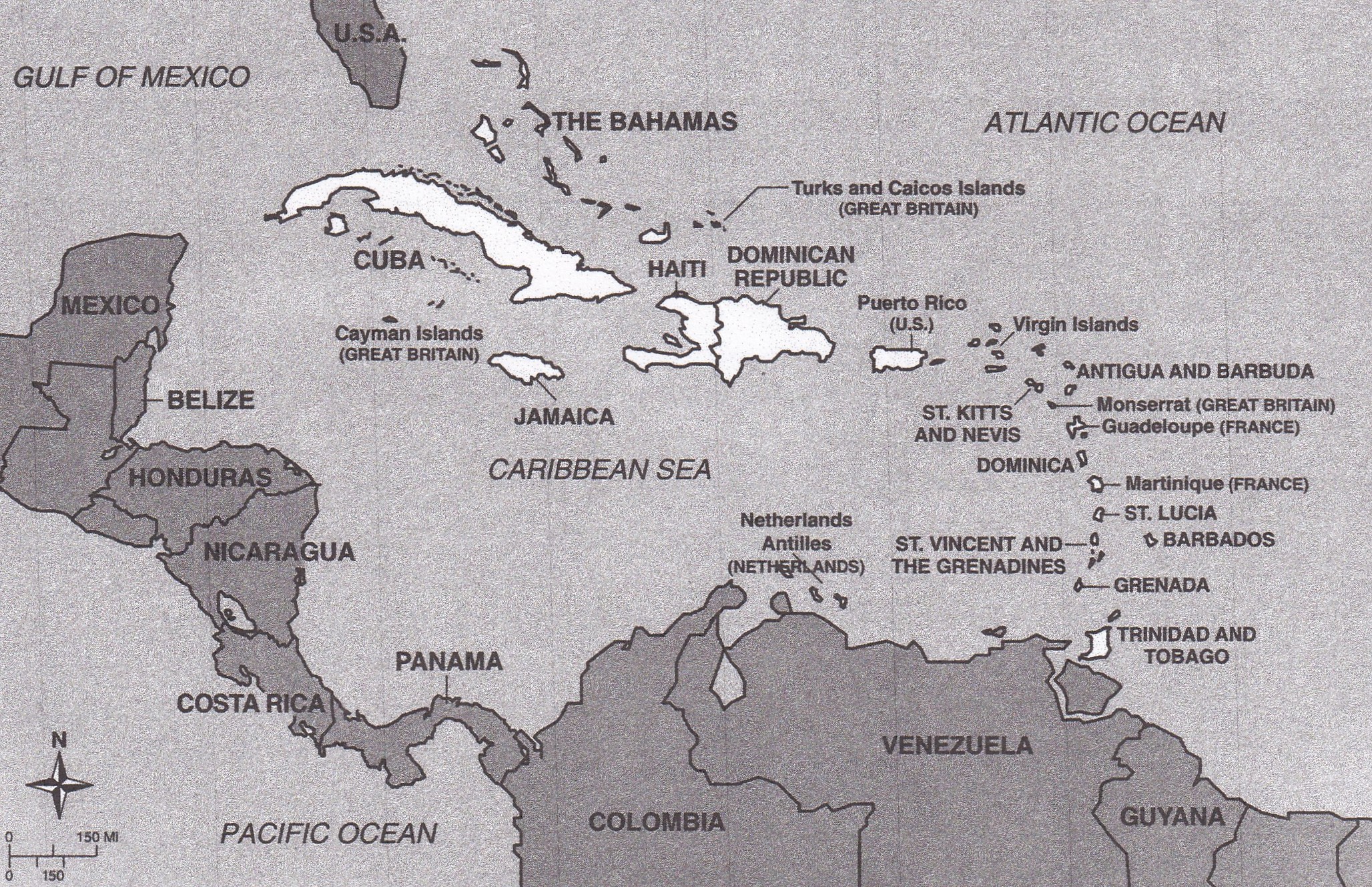 Las naciones insulares en el Mar Caribe y las naciones continentales frente al Mar Carib